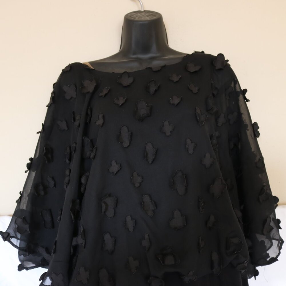 🌹 Romantic Black Floral Applique Top by MSK🖤